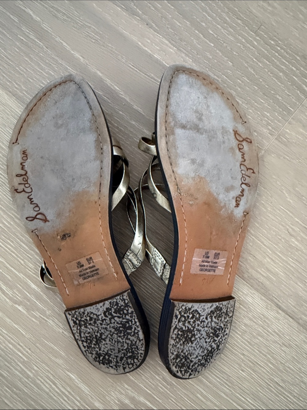 Sam Edelman Metallic Gold Multi-Strap Sandals - Picture 2 of 3